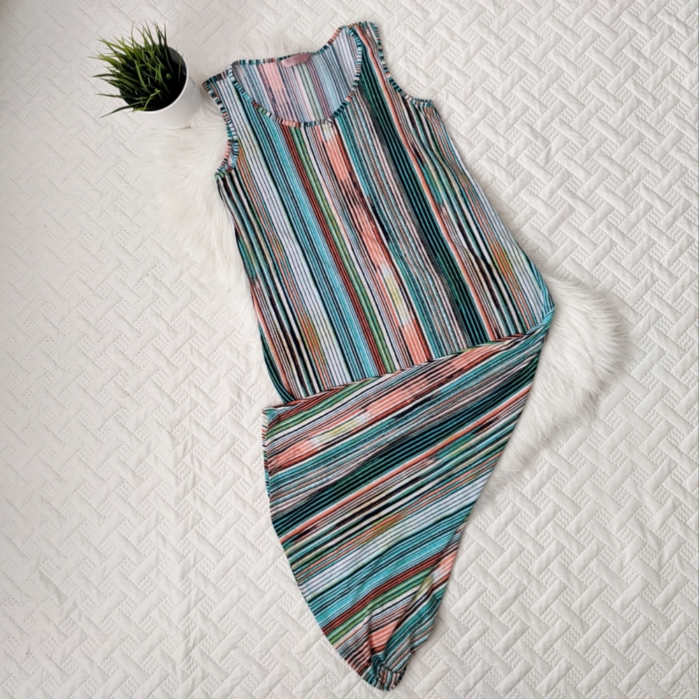{SJS} Striped Colorful Midi Dress